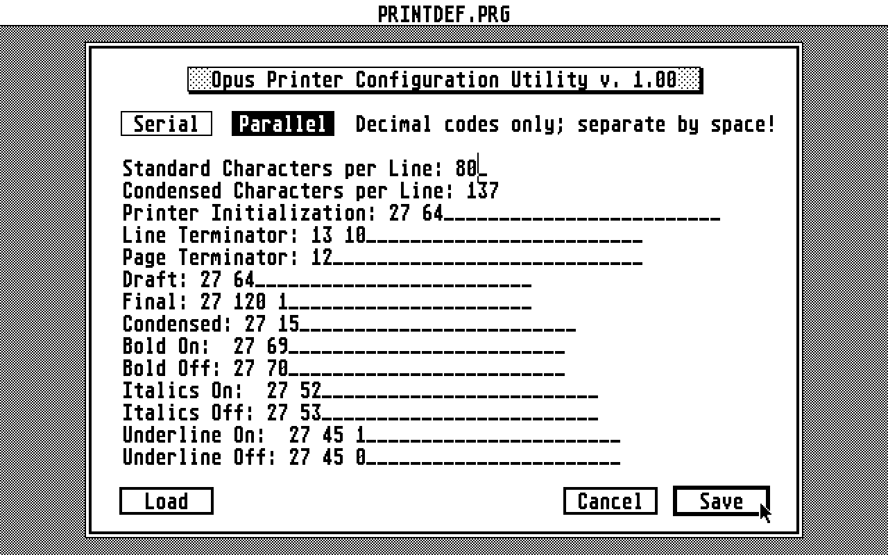 Opus atari screenshot